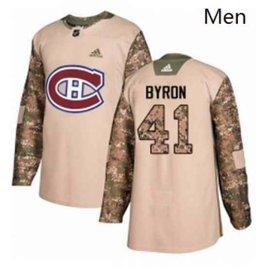 Mens Adidas Montreal Canadiens 41 Paul Byron Authentic Camo Veterans Day Practice NHL Jersey